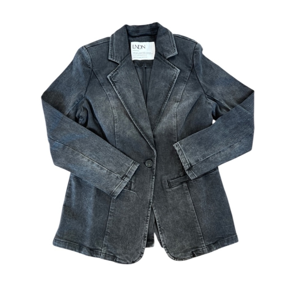 NWT LNDN Vintage-Inspired Black Denim Blazer Sz S